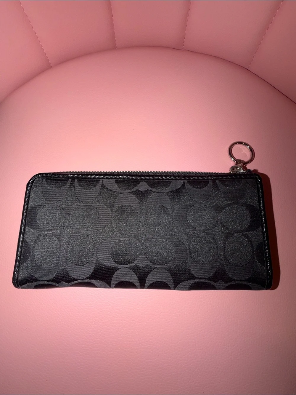 Coach Poppy Black Signature Zip Wallet